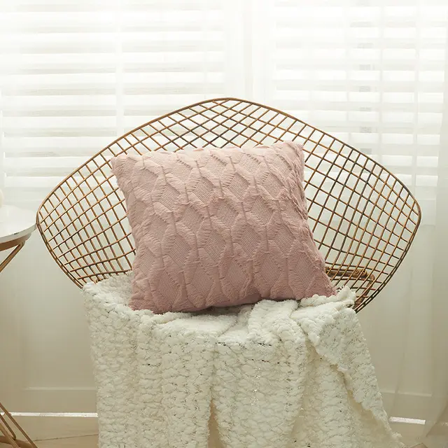 Geometric Rhombus Block Plush Pillowcase Simple Red Bean Paste - Shop at LoveMi
