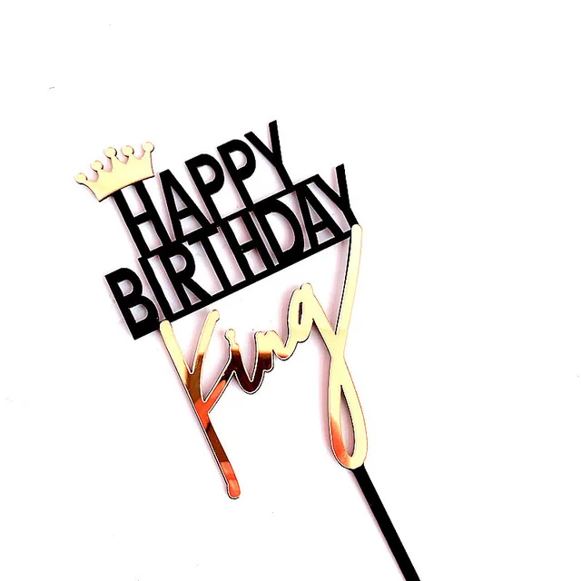 Crown Happy Birthday King Queen Princess Prince Acrylic Cake Insert King - Shop at LoveMi