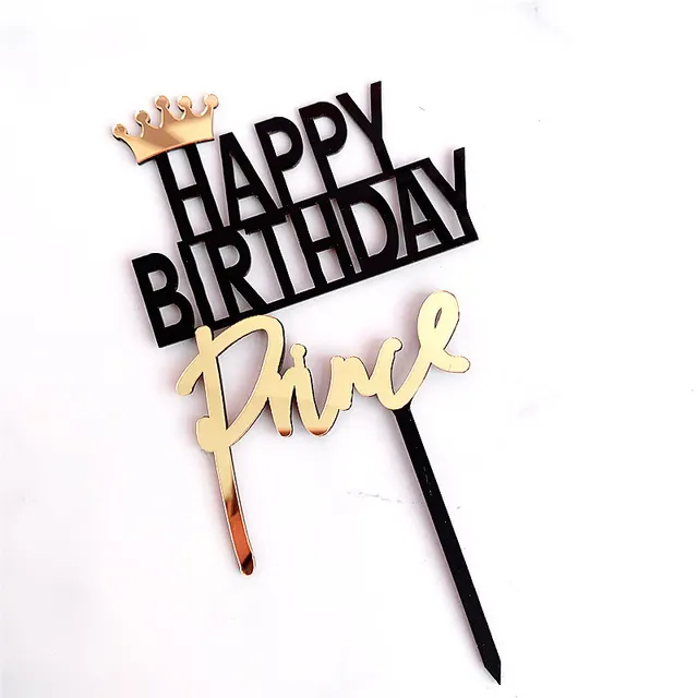 Crown Happy Birthday King Queen Princess Prince Acrylic Cake Insert Prince - Shop at LoveMi