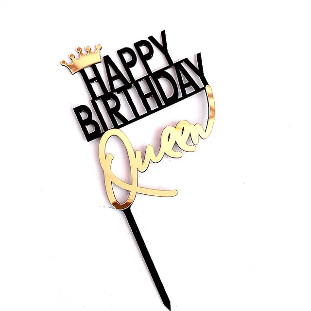 Crown Happy Birthday King Queen Princess Prince Acrylic Cake Insert Queen - Shop at LoveMi