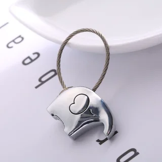 Creative Couple Pair Elephant Keychain Car Pendant - Silver