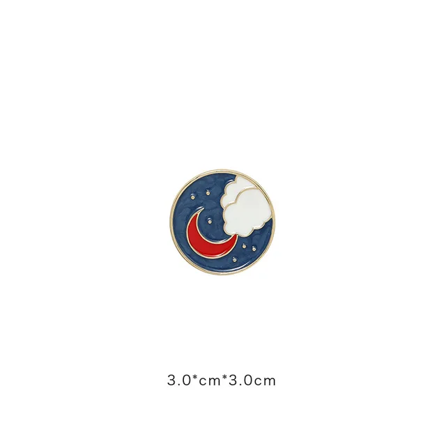 Yun Fan Sun Moon Retro Brooch Couple Couple Cute Japanese Month - Shop at LoveMi