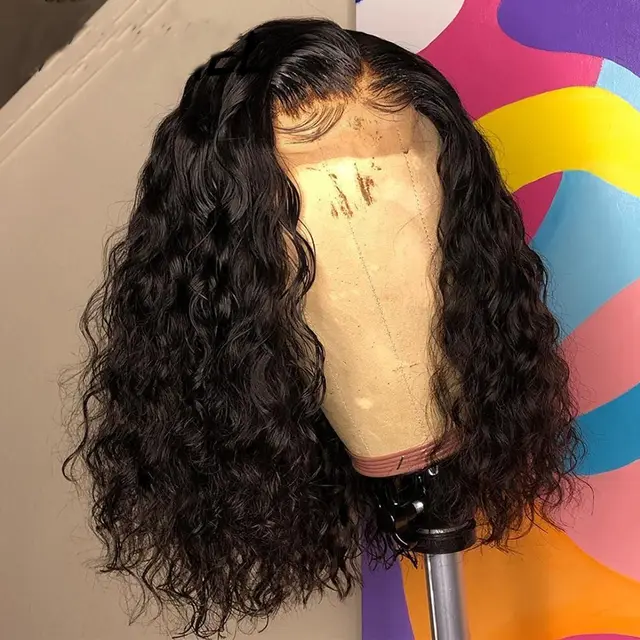 Wig Female Short Curly Hair Centered Corn Perm African Black Small Curly Hair Chemical Fiber Headgear - Black