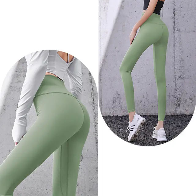 High Waist Skinny Peach Hip Legging Fitness Pants Light Green - Shop at LoveMi