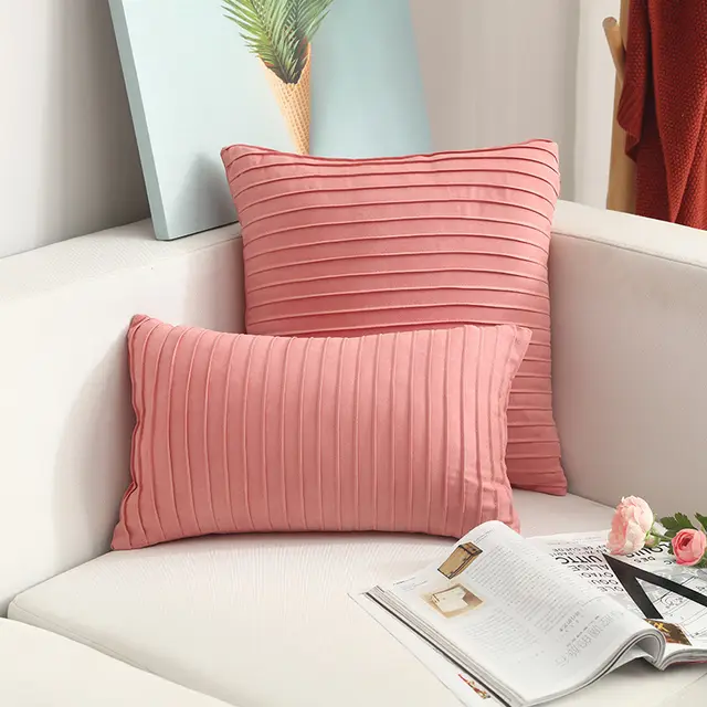 Nordic Simple Suede Vertical Clause Cushion Cover Nordic Style Furniture Sofa Cushion Pillow Stock H - Shop at LoveMi