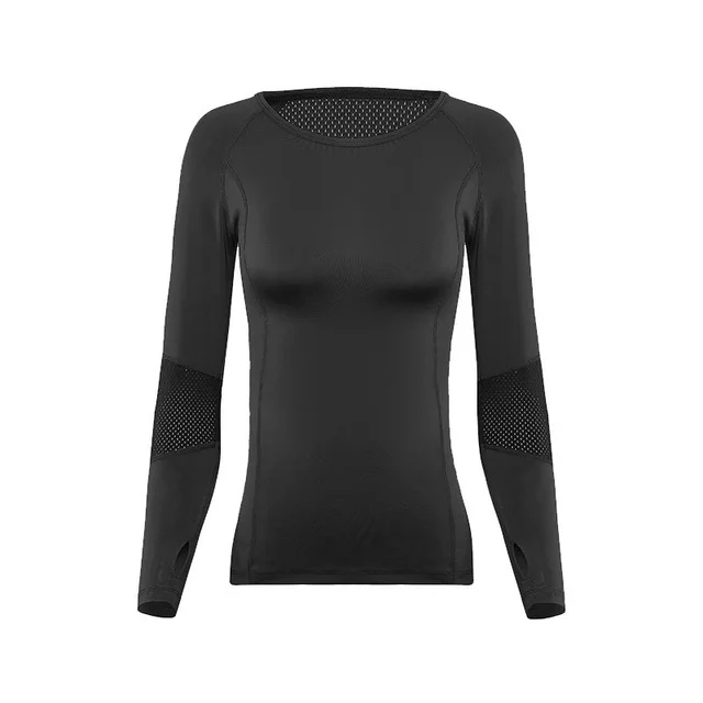 Sexy T Shirt Long Sleeved Bottoming Shirt Yoga Wear Black - Shop at LoveMi