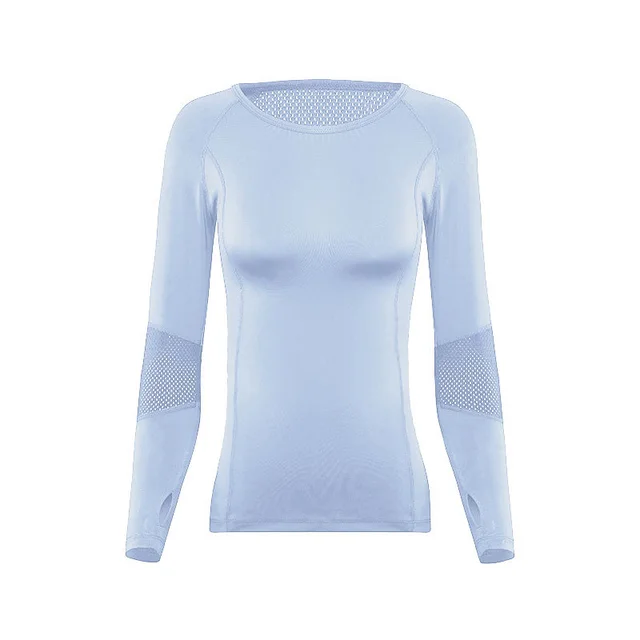 Sexy T Shirt Long Sleeved Bottoming Shirt Yoga Wear Blue - Shop at LoveMi