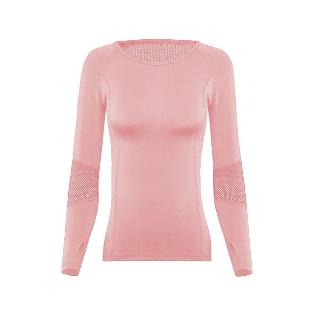 Sexy T Shirt Long Sleeved Bottoming Shirt Yoga Wear Pink - Shop at LoveMi
