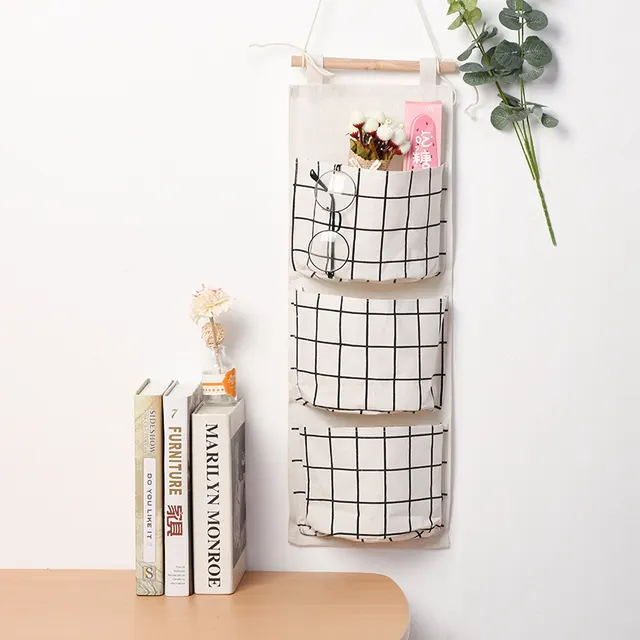 New Multifunctional Three Pocket Hanging Bag Behind The Wall Door Non Woven Storage Hanging Bag Kitchen Bathroom Finishing Bag White - Shop at LoveMi