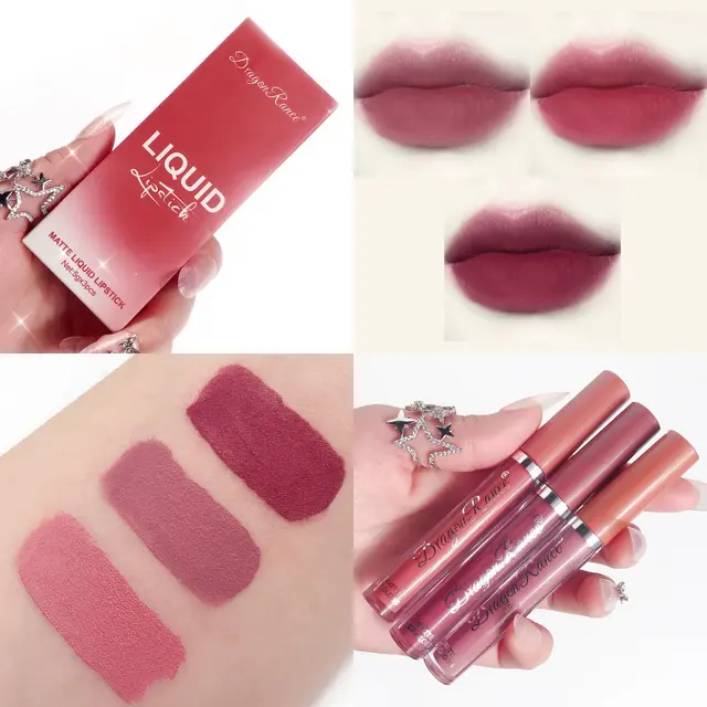 3 Cigarette Case Lip Glaze Set Velvet Matte Matte Rose Bean Paste Milk Tea Orange Brown - Shop at LoveMi