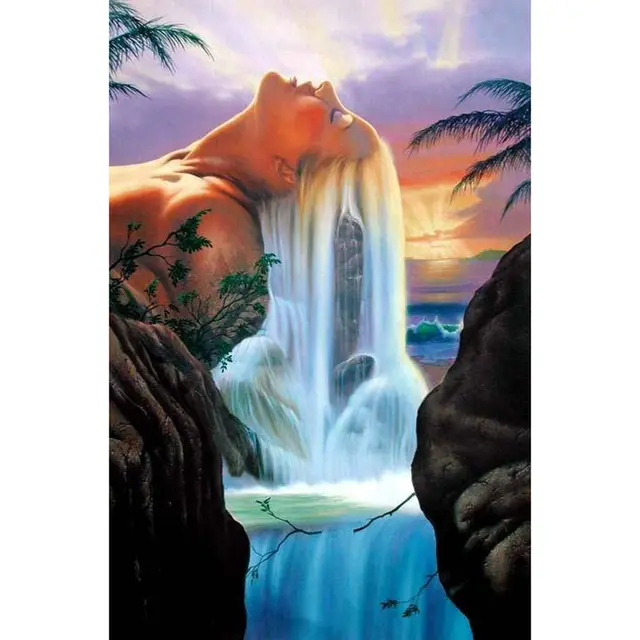 Diamond Painting Artistic Conception Waterfall Landscape Decoration Painting Cross Stitch Bedroom Painting 30X40Cm - Shop at LoveMi