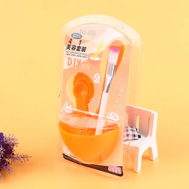 Homemade Tools Mask Bowl Mask Stick Beauty Brush Full Set Four Piece Set Orange - Shop at LoveMi