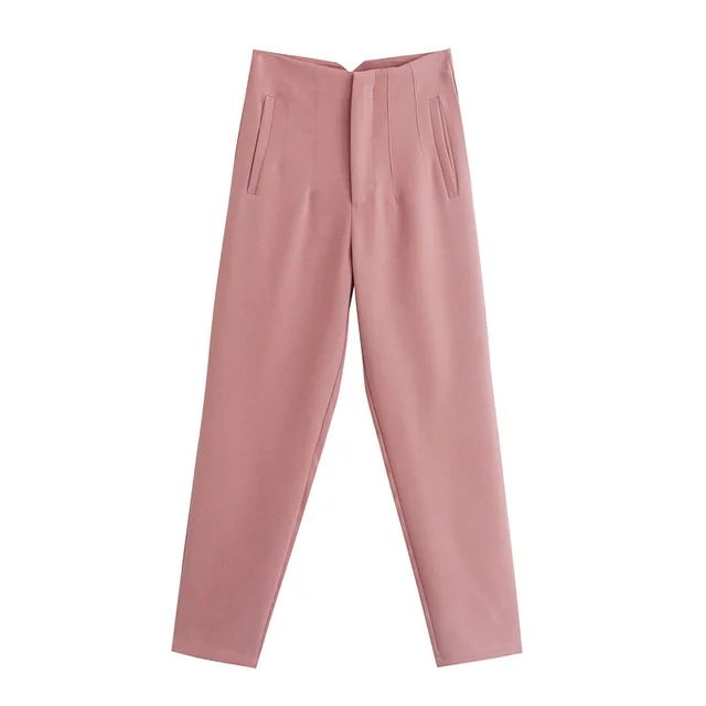 Spring Women's Fashion Seven Color Pendant High Waist Straight Harem Casual Suit Pants Pink - Shop at LoveMi