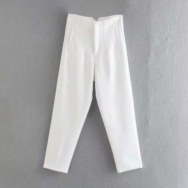 Spring Women's Fashion Seven Color Pendant High Waist Straight Harem Casual Suit Pants White - Shop at LoveMi