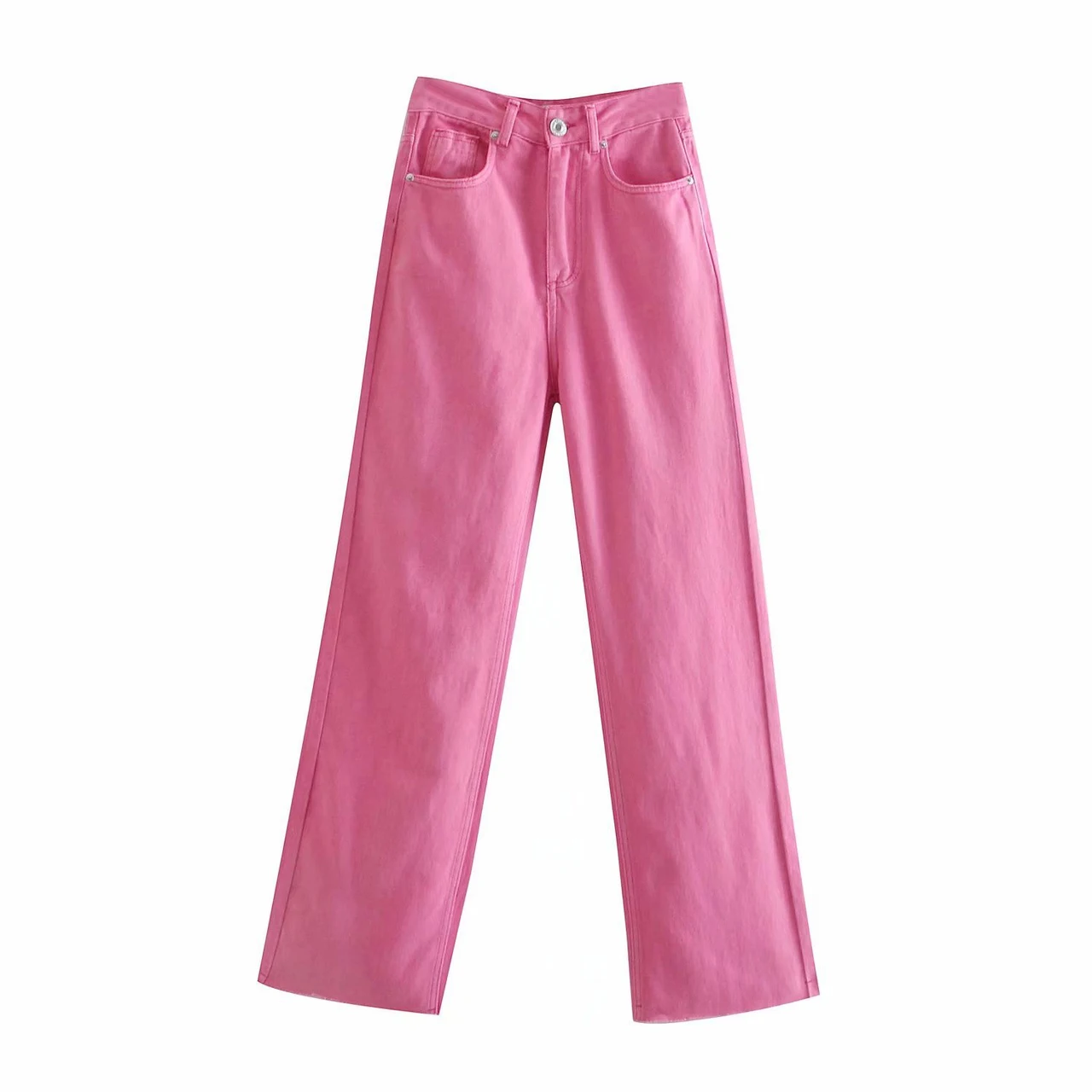 Foreign Trade European And American Summer New Fashion High Waist Slimming Casual Straight Wide Leg Jeans Women - View 1