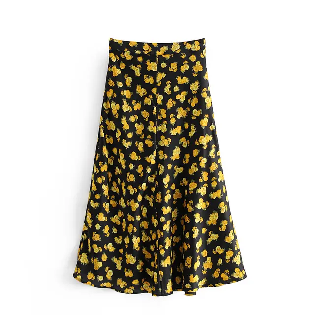 New Stylish Vintage Floral Print A Line Dreamy Streetwear Elegant Casual High Waist Midi Skirt Womens - Shop at LoveMi