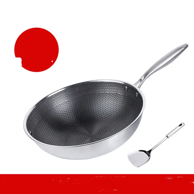 Stainless Steel Wok Non Stick Pan Uncoated Household Induction Cooker Gas Stove Special Cooking Pan Non Stick Pan 32Cm Without Cover - Shop at LoveMi