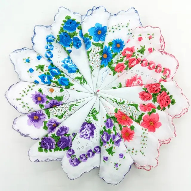 Women'S Cotton Handkerchief With Tooth Edge Print 20 Pieces - Shop at LoveMi