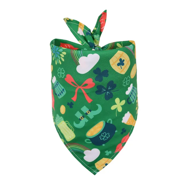St. Patrick'S Day Pet Saliva Towel Clover Pet Triangle Scarf Four Leaf Clover Dog Scarf Pet Accessories Sm Four Leaf Clover - Shop at LoveMi
