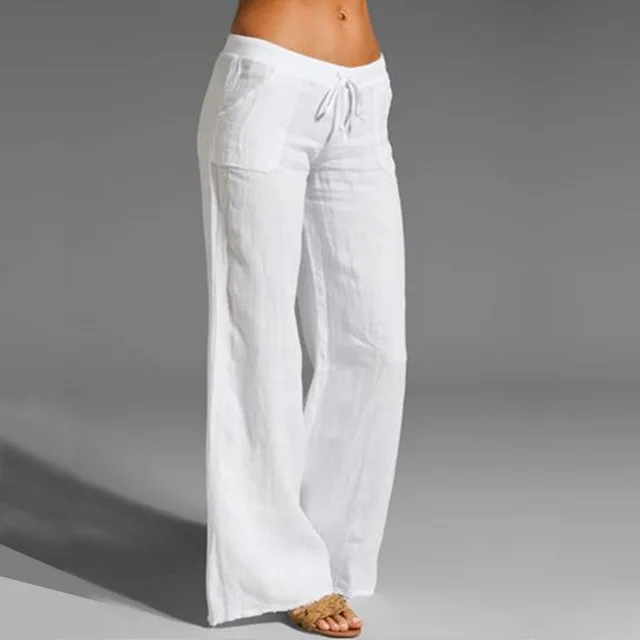 Spot Autumn And Winter Cross Border Women'S Casual Loose Trousers Stretch Waist Flared Yoga Pants Plus Size Women'S Pants White - Shop at LoveMi