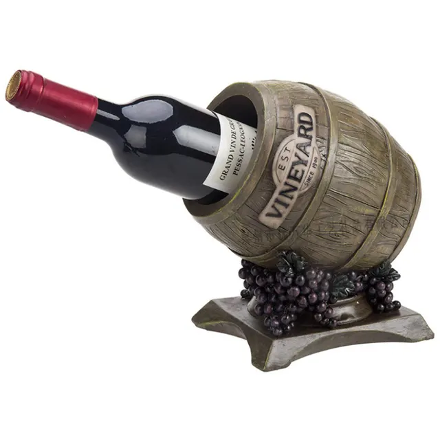 Resin Wine Barrel Cart Wine Rack Hand painted Resin Wine Rack Creative Home Decoration Creative Wedding Gift By Picture - Shop at LoveMi
