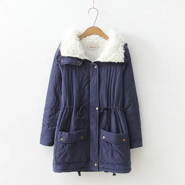 Mid length Slim fit Peach Skin Coat Navy Blue - Shop at LoveMi
