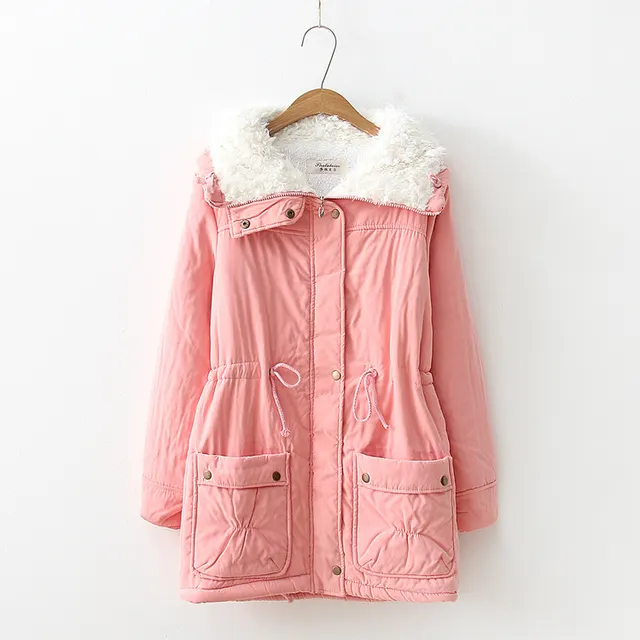 Mid length Slim fit Peach Skin Coat Pink - Shop at LoveMi