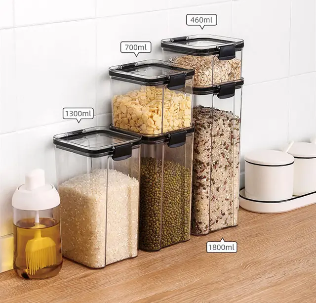 Kitchen Storage Sealed Cans Square Food Preservation Storage Tanks 1300Ml - Shop at LoveMi