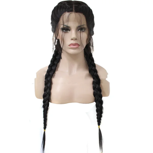 Foreign Trade Source Of Wigs For Women, Baby Hair, Long Straight Hair, Braided Hair, Braid, Front Lace, Chemical Fiber Hair, Wig, Hair Cover Black - Shop at LoveMi