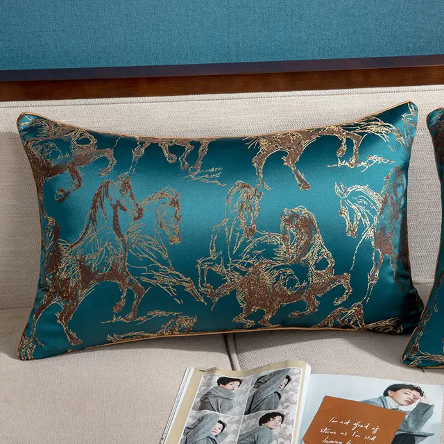 Light Luxury High Precision Jacquard Sofa Cushion Luxury Pillow Blue - Shop at LoveMi