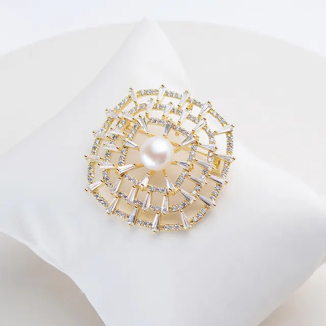 Elegant Dress With Pearl Brooch And Pin Temperament Square - Shop at LoveMi