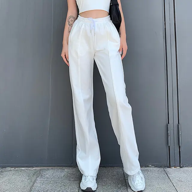 Women'S Trousers White Out Bud Hanging Sense High Waist Straight Trousers Women'S Casual Overalls - Shop at LoveMi
