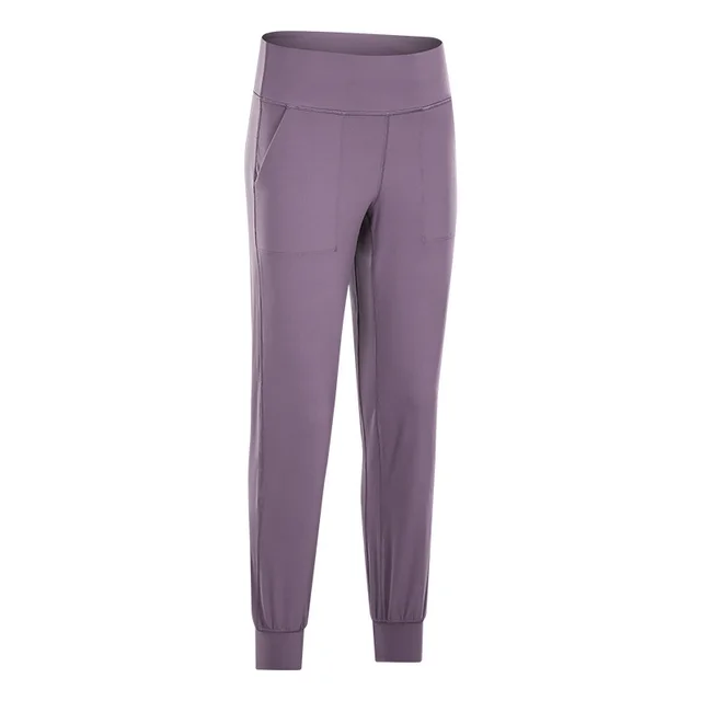 Nude Hip Pockets Loose Cropped Trousers Women's Running Yoga Fitness Gym Pants Brown - Shop at LoveMi