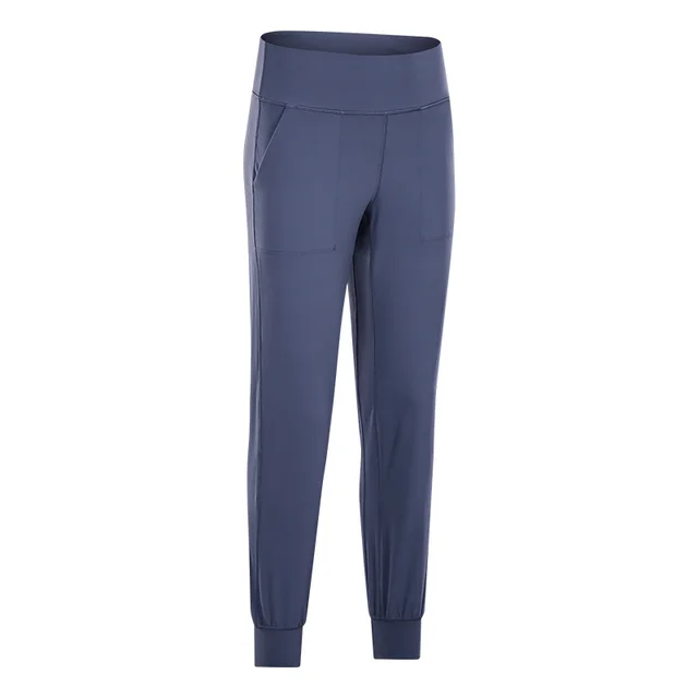 Nude Hip Pockets Loose Cropped Trousers Women's Running Yoga Fitness Gym Pants Elegant Gray - Shop at LoveMi