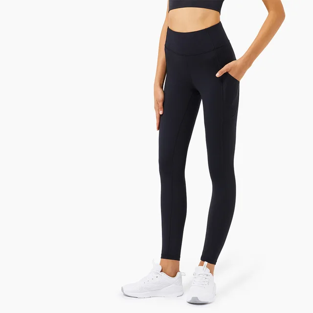New Cross Border Side Pockets Running Trousers, High Waist, Abdomen And Hips, Fitness Pants, Skinny Sports, Nine Point Trousers Black - Shop at LoveMi