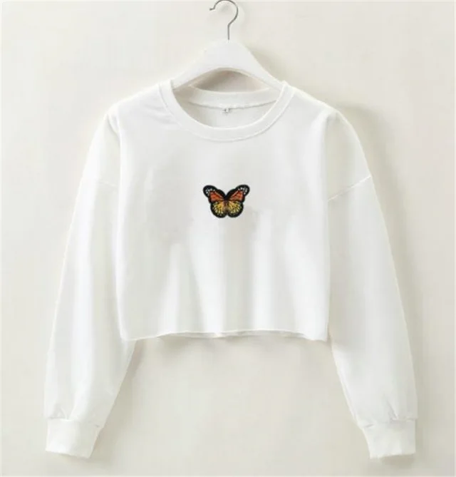 Sweat shirt Avec Broderie Papillon White - Shop at LoveMi
