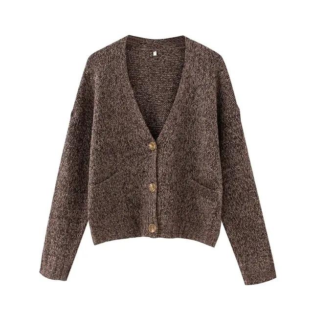 Autumn And Winter Buttoned V neck Sweater Coat Coffee - Shop at LoveMi