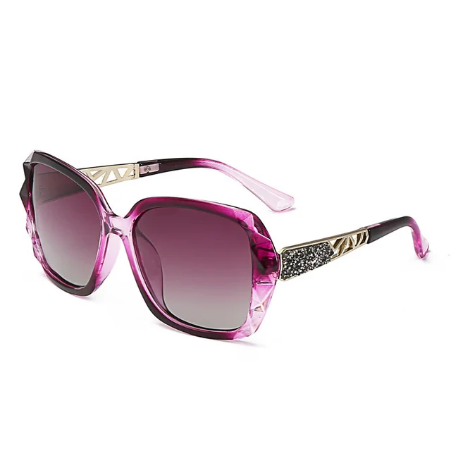 Fashion Diamond studded Ladies Glasses Driving Polarizer Purple Frame Purple - Shop at LoveMi
