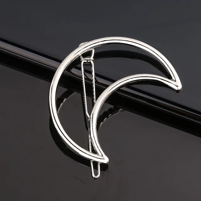 Creative Metal Frog Clip Triangle Moon Hairpin B - Shop at LoveMi