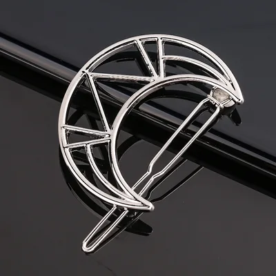 Creative Metal Frog Clip Triangle Moon Hairpin - Shop at LoveMi
