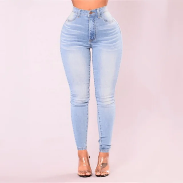 Cross Border Supply New Explosion Light Color Stretch Jeans Women Light Blue - Shop at LoveMi