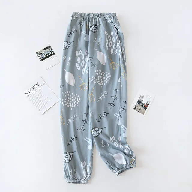 Spring And Summer Cotton Pajamas Ladies Rayon Green Jungle Rabbit - Shop at LoveMi