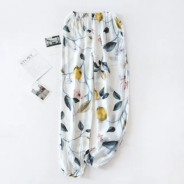 Spring And Summer Cotton Pajamas Ladies Rayon Lemon - Shop at LoveMi