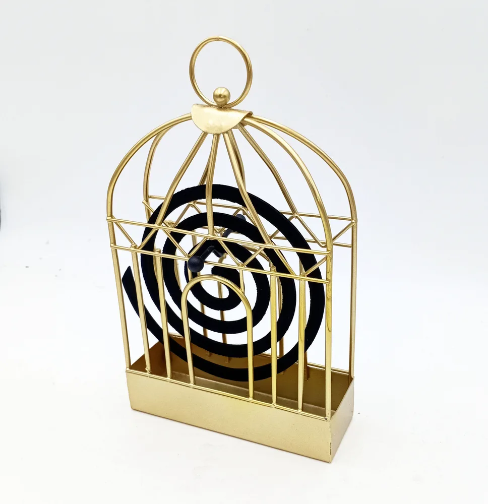 Nordic Style Birdcage Mosquito Coil Holder Golden Mosquito Coil Tray - Golden Dome Bird