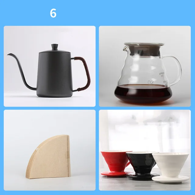 Hand Made Coffee Pot Set, Household Drip Type Filter Cup, Glass Sharing Pot, Coffee Filter, Narrow Necked Pot Combination 8 Style - Shop at LoveMi
