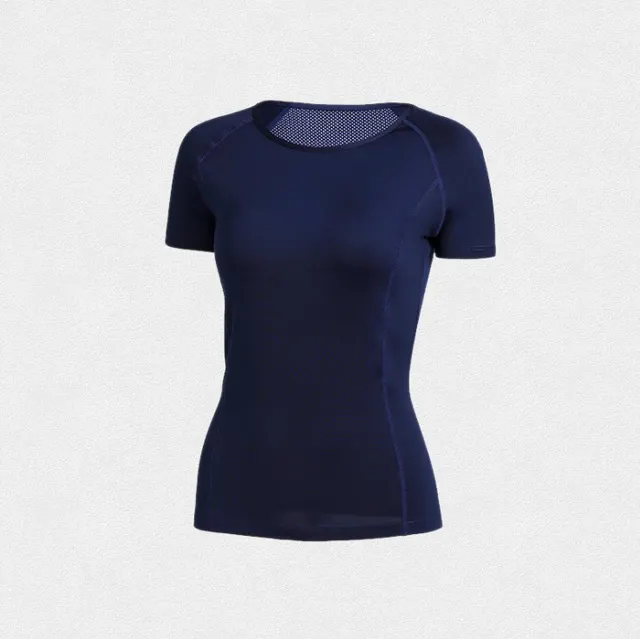Sports Short sleeved Women's Mesh Breathable Yoga Clothes, Quick drying, Slimming Sports Blue - Shop at LoveMi