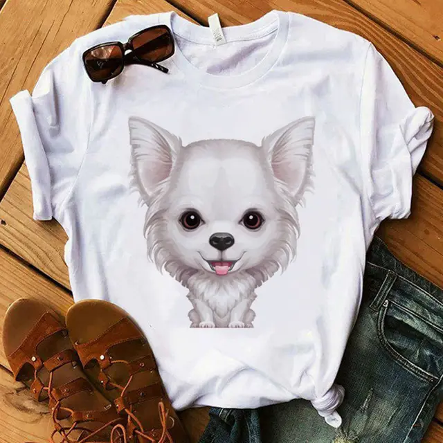 Letter Dog Print Women's Shirt Short sleeved T shirt Ins Girlfriend Tide 9Style - Shop at LoveMi