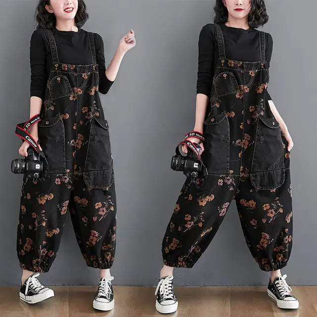 Plus Size MM Flower Print Bloomers Look Thin Black - Shop at LoveMi