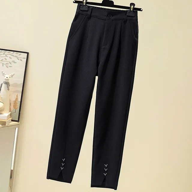 Large Size Women'S High Waist Irregular Suit Pants Loose Fashion Casual Straight Tube Trousers Black - Shop at LoveMi