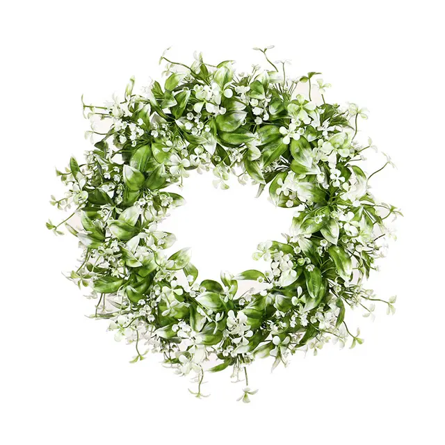 Artificial White Leaf Gypsophila Plant Garland Plastic Ring Gypsophila Wreath Spring Home Garland Decoration Pendant Green - Shop at LoveMi